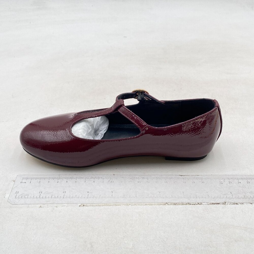 Milooey Wine Round Toe Mary Janes Shoes Chunky Low Heels T-Strap Buckled Shoes - Picture 2 of 8